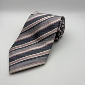 Donald J. Trump Signature Collection Silk Tie, Striped Pink Gray, 3.75" x 58"
